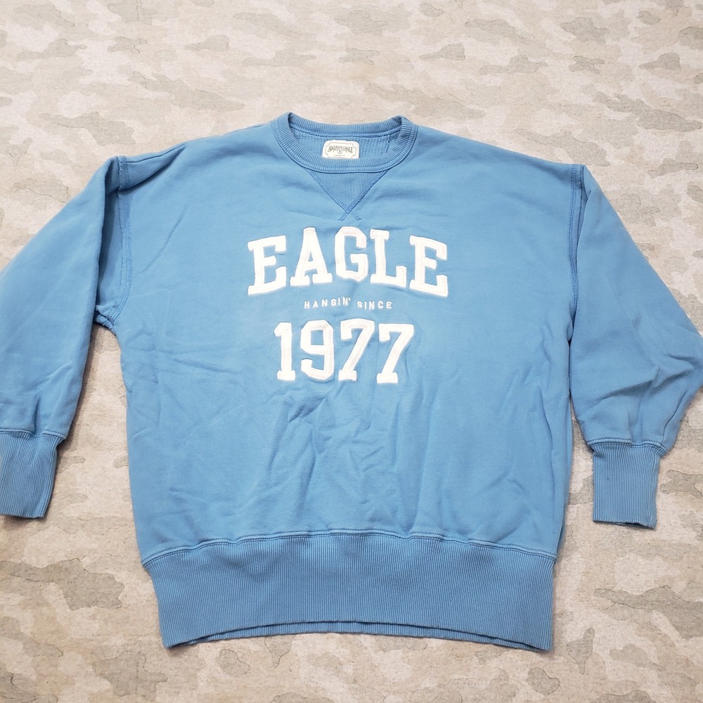 American Eagle Sweatshirt Womens XS Blue Embroidered Crewneck Pullover